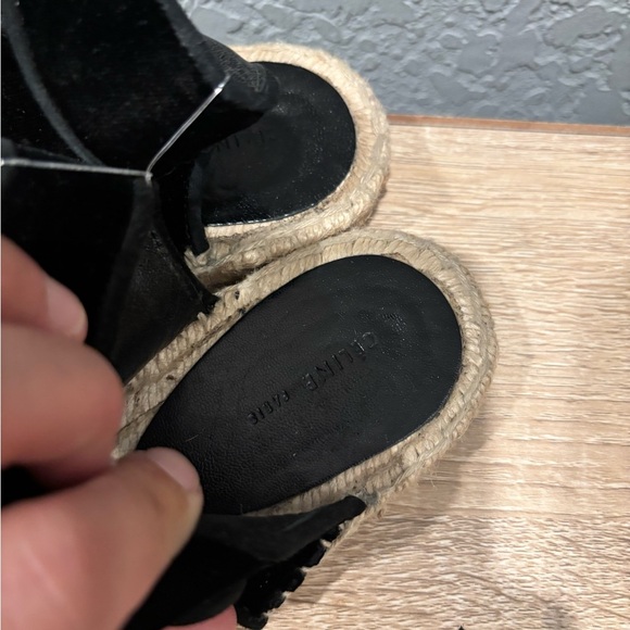 Celine Black Velvet Velcro Strap Espadrille - Picture 5 of 8